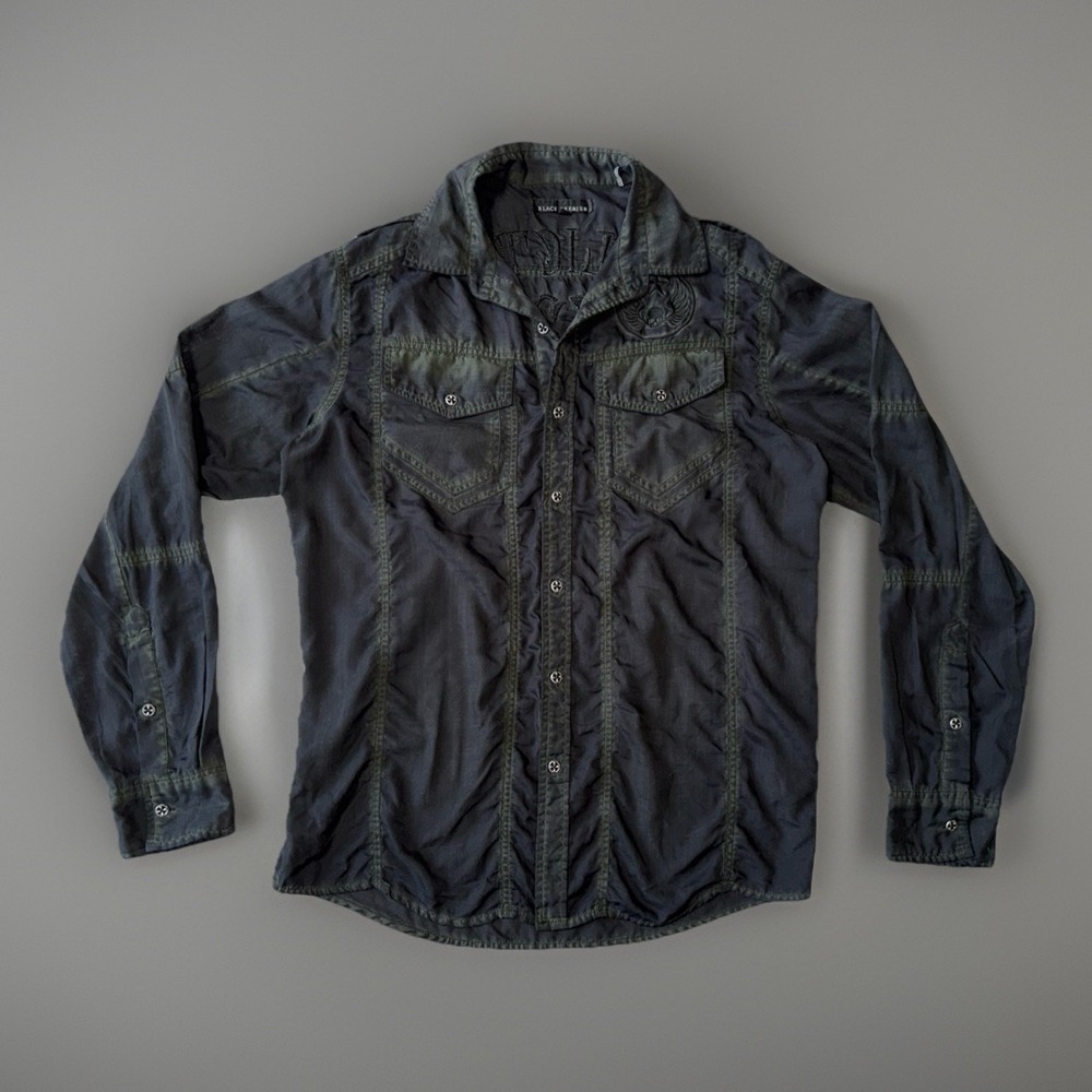 Affliction Black‎ Premium Live Fast Black Button Down Mens Size M